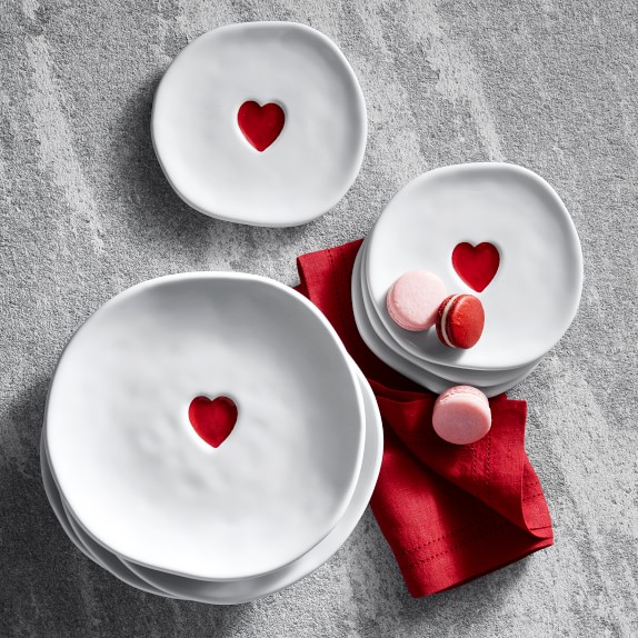 Valentine's Day Red Heart Salad Plates, Set of 4 Williams Sonoma