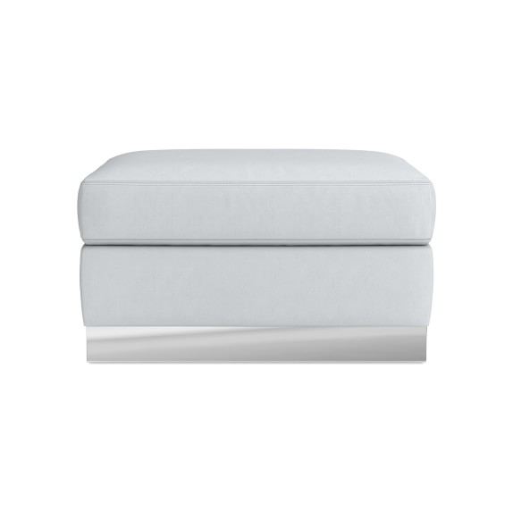 Yountville Ottoman, Metal Feet, Brushed Canvas, White