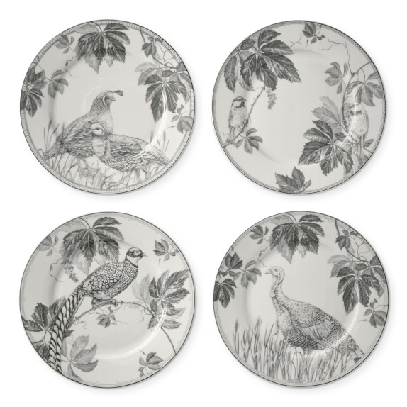 Autumn Vine Salad Plates, Set of 4, Grey