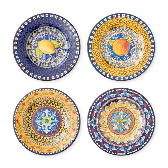Sicily Melamine Salad Plates, Set of 4, Mixed
