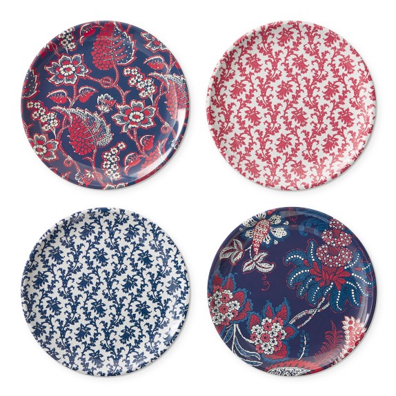 Newport Floral Outdoor Melamine Mixed Salad Plates, Set of 4