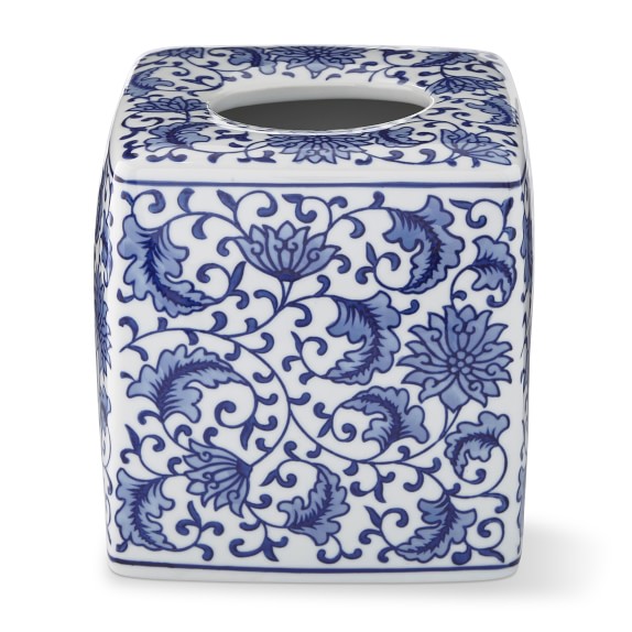 Blue and White Ceramic Tissue Holder Williams Sonoma
