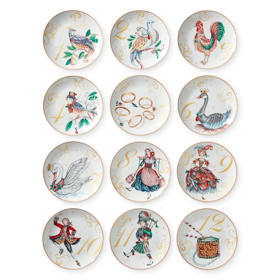 12 Days of Christmas Salad Plates, Set of 12