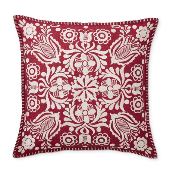 Aerin Holiday Embroidered Linen Pillow Cover, 22