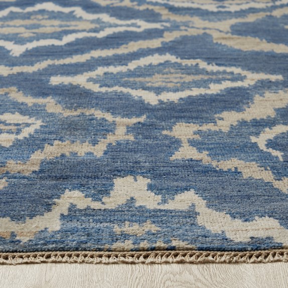 River Ikat Hand Knotted Rug, Blue/Grey Williams Sonoma