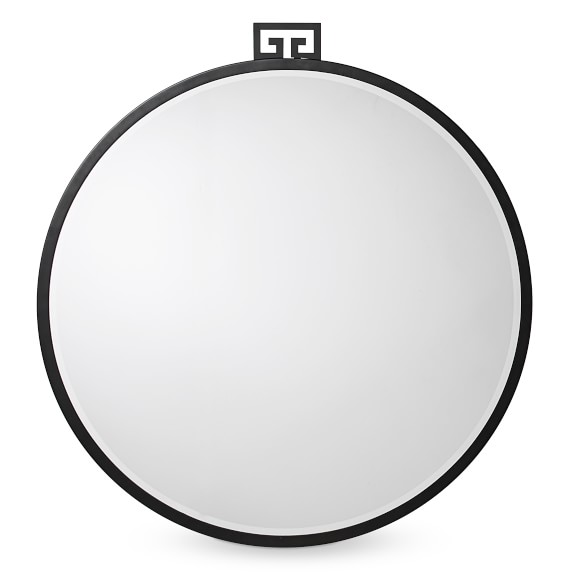 Round Mirror With Greek Key Detail Oiled Bronze