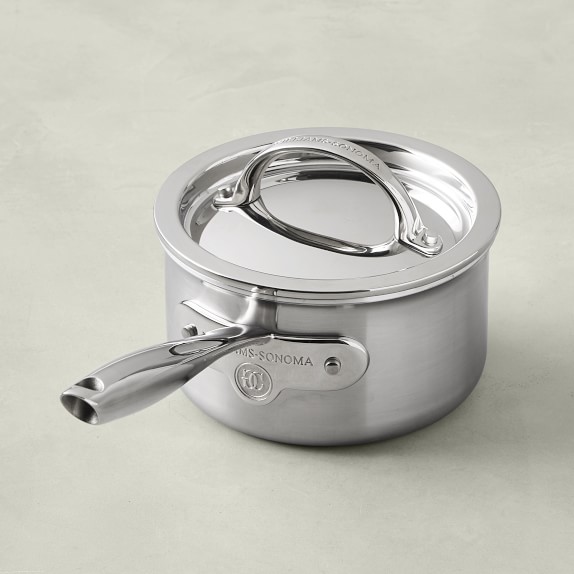 Williams Sonoma Signature Thermo-Clad™ Brushed Stainless-Steel Saucepan, 1 1/2-Qt.