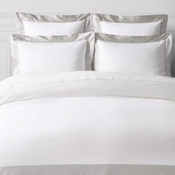 White Bedding Williams Sonoma Chambers Silk Cotton Border Duvet Cover Shams 109 449