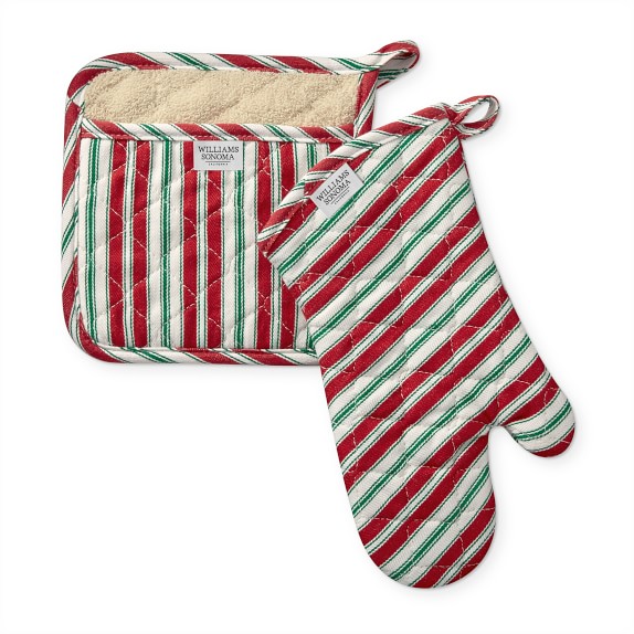 Holiday Stripe Oven Mitt & Pot Holder Set Williams Sonoma