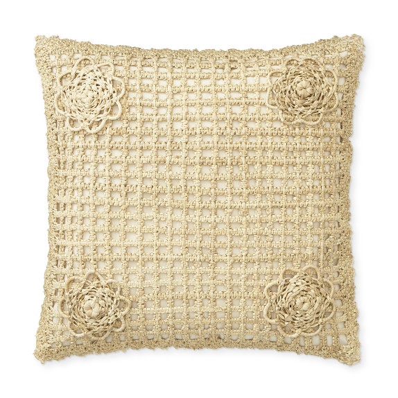 AERIN Macrame Woven Raffia Pillow Cover, 20