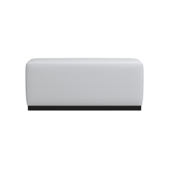 Cambria Bench, Standard Cushion, Brushed Canvas, White, Ebony Leg
