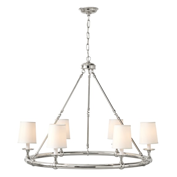 Devon 6 Light Chandelier With Shades Polished Nickel Devon 6 Light Chandelier With Shades Polished Nickel