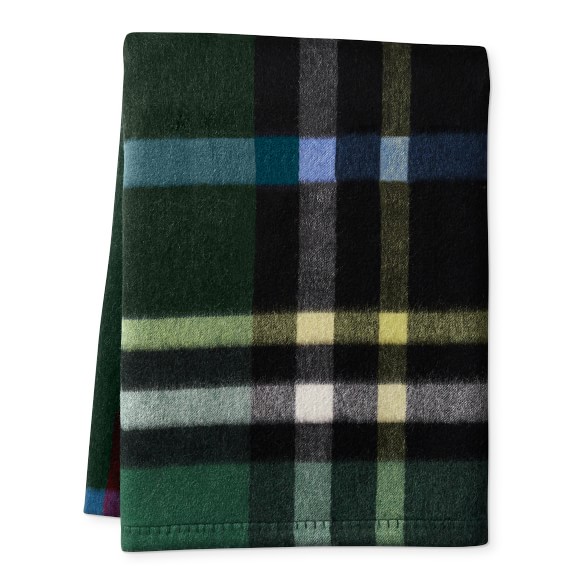 Plaid Lambswool Throw, 50x70, Black Stewart