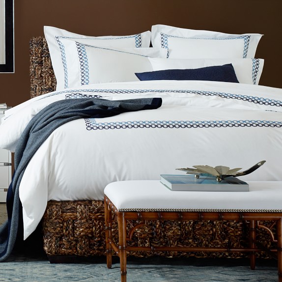 Bedding Williams Sonoma Chain Link Embroidered Duvet Cover Shams