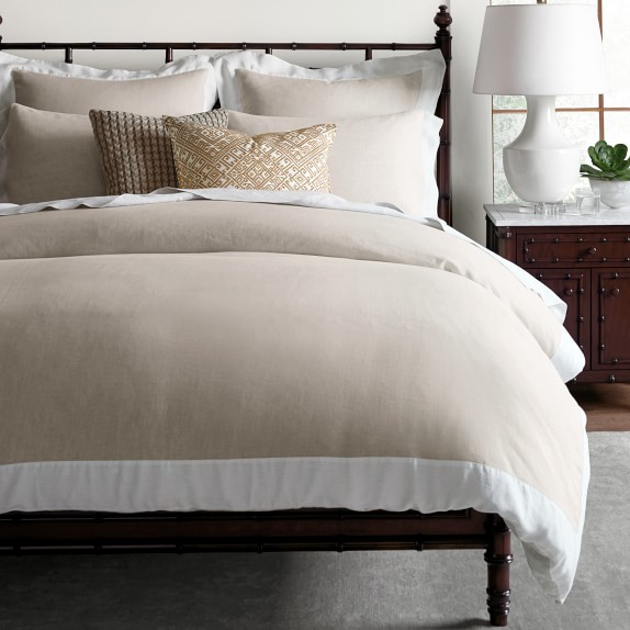 Chambers Italian Flax Washed Linen Border Duvet Cover Shams Chambers Italian Flax Washed Linen Border Duvet Cover Shams Williams Sonoma