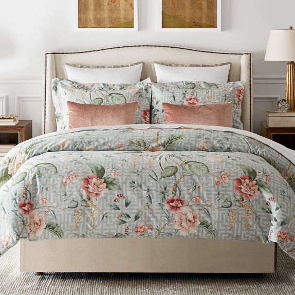 Greek Key Fl Printed Duvet Cover Shams Williams Sonoma Greek Key Fl Printed Duvet Cover Shams