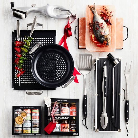 Williams Sonoma Black Handled 4 Piece Bbq Tool Set With Storage Case Roll Over Image To Zoom