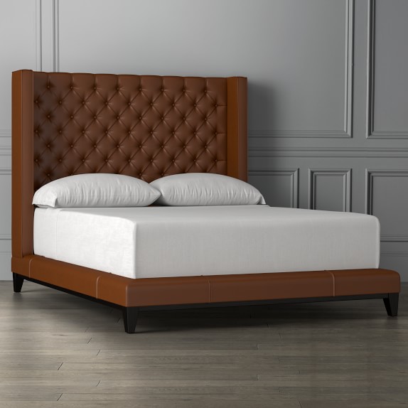 presidio tall tufted leather bed