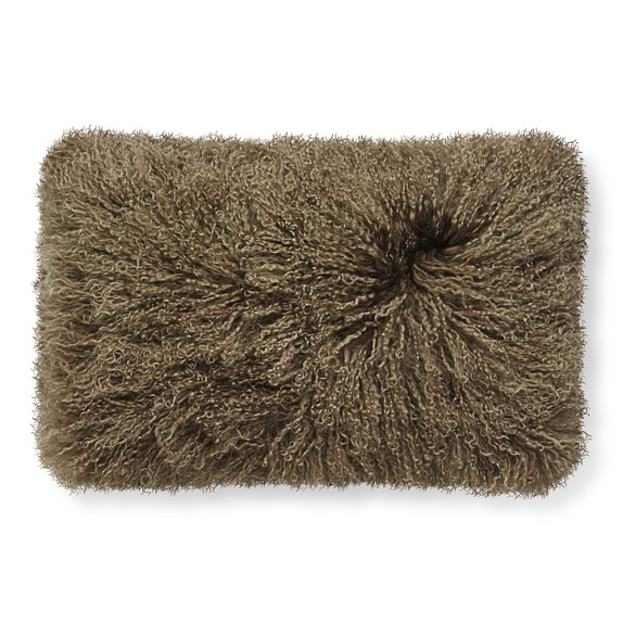 Mongolian Lambswool Lumbar Pillow Cover, Silver Mink Williams Sonoma