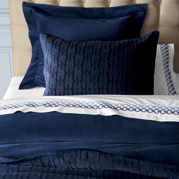 Chain Link Embroidered Duvet Cover & Shams Williams Sonoma