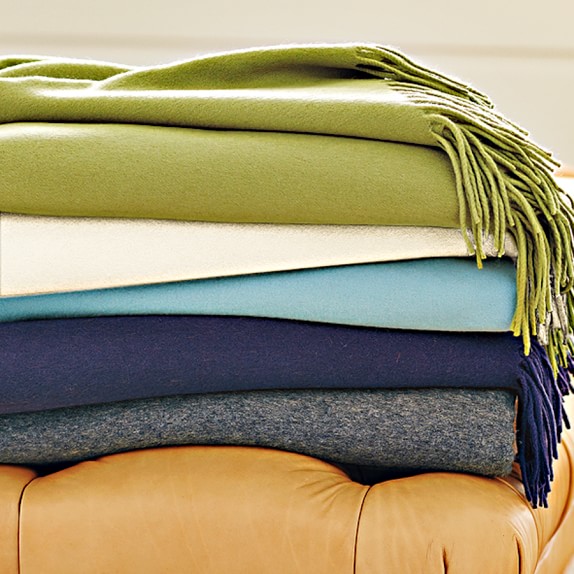 Solid Cashmere Throw, Ivory Williams Sonoma