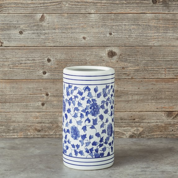 Blue & White Ceramic Umbrella Stand Williams Sonoma