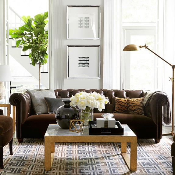 Bond Chesterfield Combo Mohair Leather Sofa