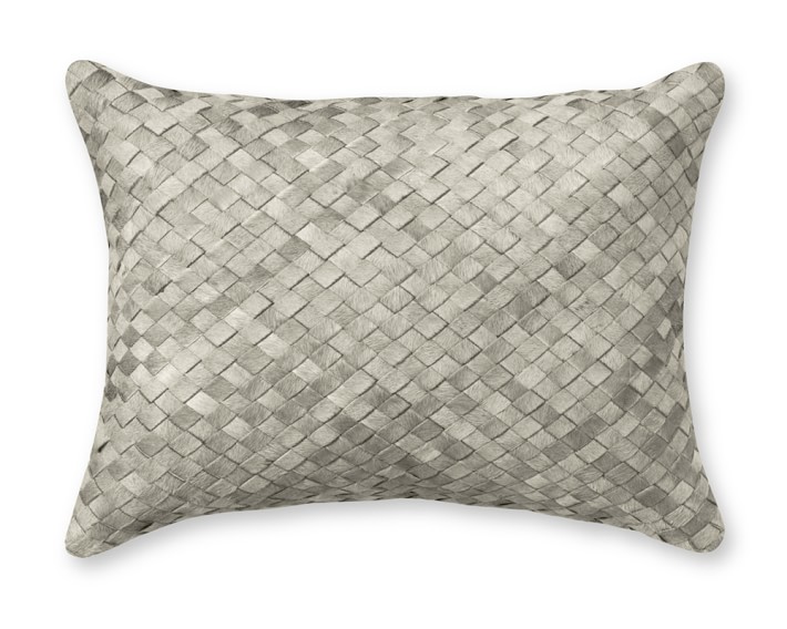 Woven Leather Hide Boudoir Pillow Cover Tan