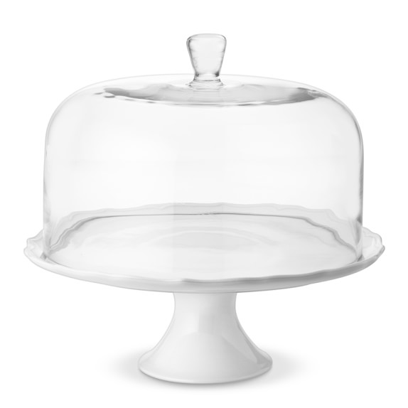 glass cake stand with dome
