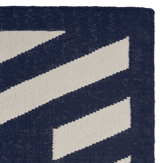 Striped Border Indoor/Outdoor Rug, Navy Williams Sonoma