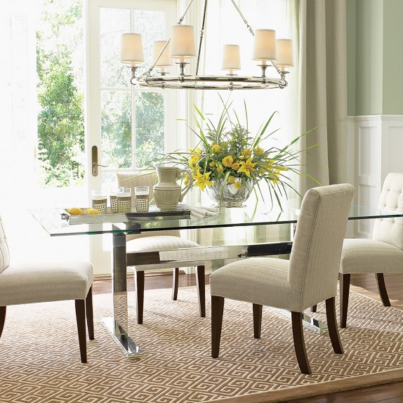 Devon 6 Light Chandelier Polished Nickel Williams Sonoma Scroll To Previous Item Devon 6 Light Chandelier With Shades Polished Nickel