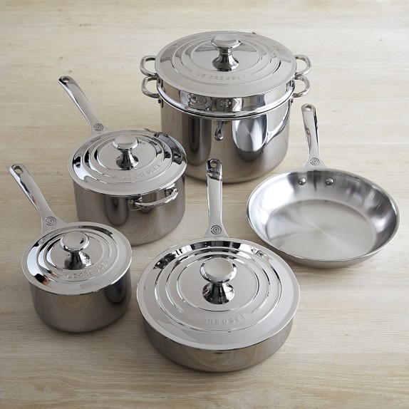 Le Creuset StainlessSteel 10Piece Cookware Set Williams Sonoma