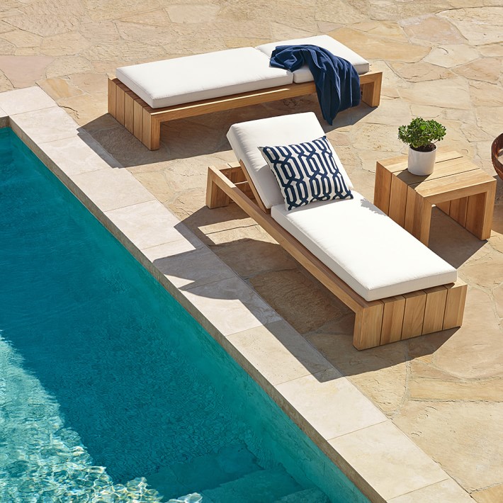 Larnaca Outdoor Teak Chaise Williams Sonoma