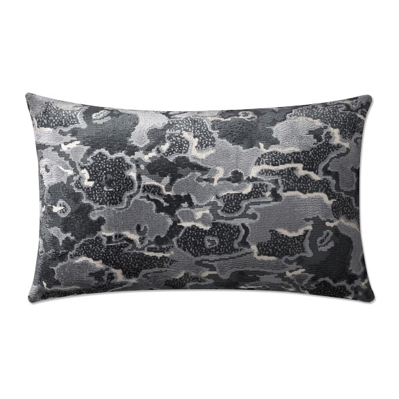 Cumulus Velvet Jacquard Lumbar Pillow Cover, 14