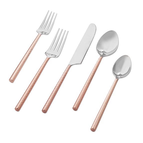 Vista Hammered Copper Flatware Set Williams Sonoma