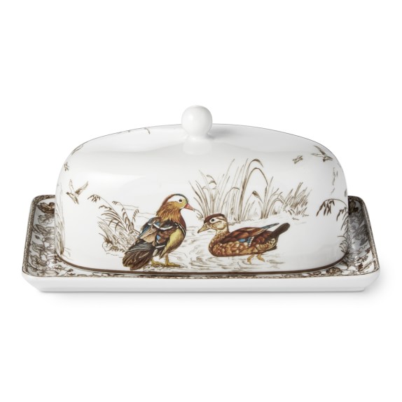 Plymouth Woodland Birds Butter Dish Williams Sonoma