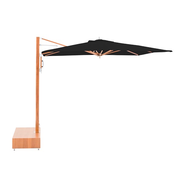 Performance Umbrella Square Cantilever 10 Black Teak Performance Umbrella Square Cantilever
