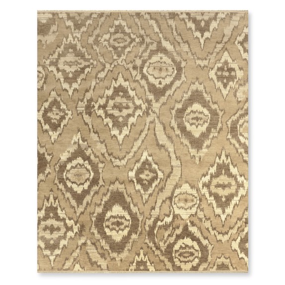 River Ikat Hand Knotted Rug, 6x9', Neutral