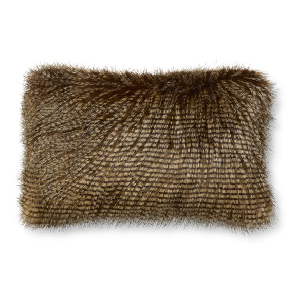 Owl Feather Faux Fur Lumbar Pillow Cover, 14