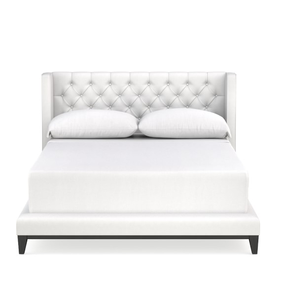 Presidio Tufted Bed, Queen, Brushed Canvas, White