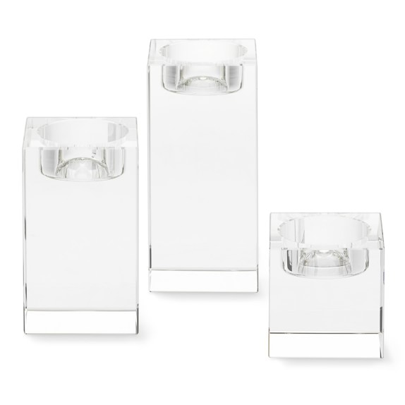 Crystal Votive Holders, Set of 3, Mixed, Clear