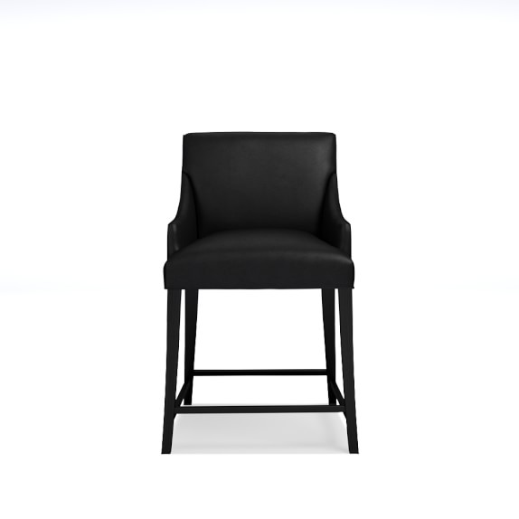 Belvedere Dining Counter Stool, Classic Leather, Black, Ebony Leg