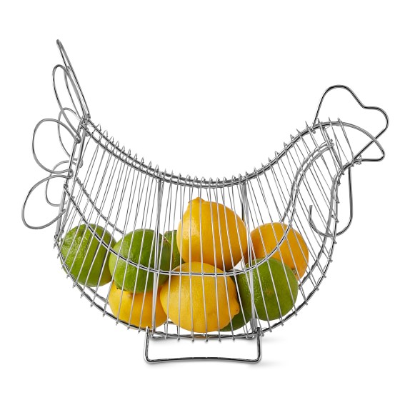 Rooster Fruit Basket, Silver