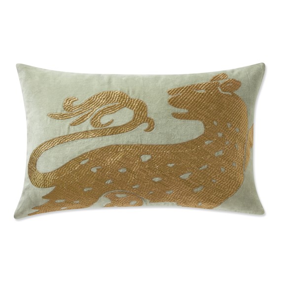 Lion Zardozi Lumbar Pillow Cover, 14