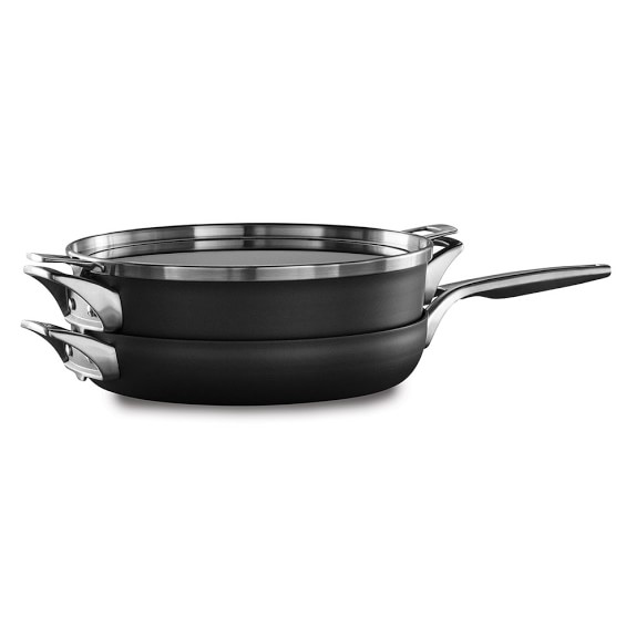 Calphalon Premier Space Saving Hard Anodized Nonstick 3-Piece Cookware Set, 12