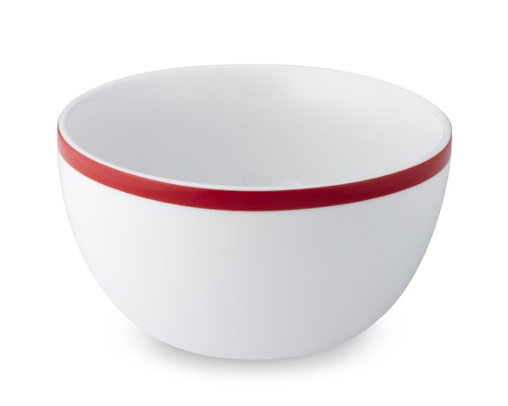 Brasserie Red-Banded Porcelain Cereal Bowls, Set of 4