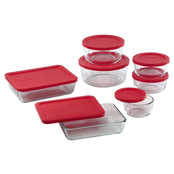 Pyrex 14 Piece Storage Set With Red Lids