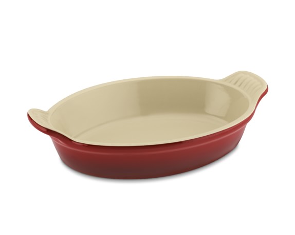 Le Creuset Heritage Stoneware Oval Gratin, 8", Red