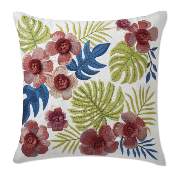 Flora Fringe Embroidered Pillow Cover, 22
