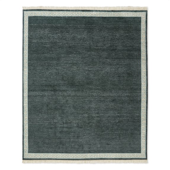 Greek Key Border Hand Knotted Rug, 6X9', Tapestry